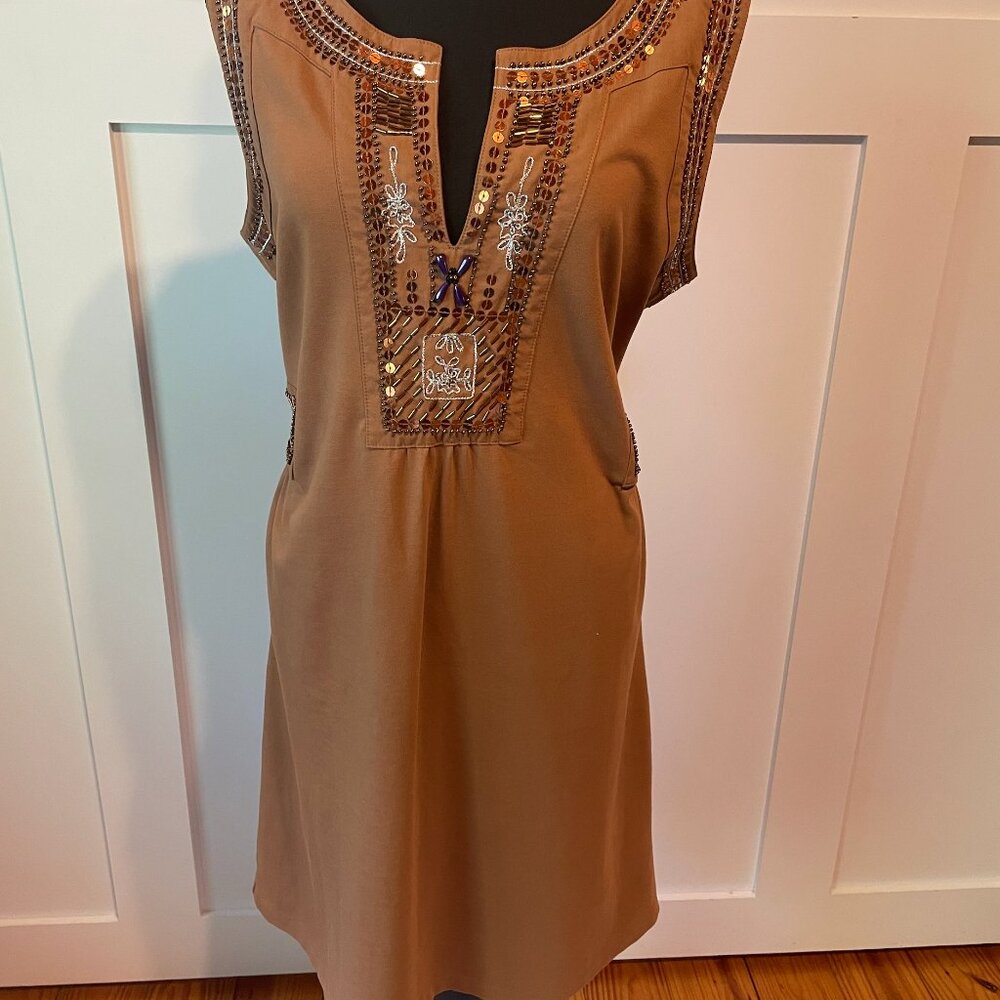 Boston Proper Sleeveless Sequin Embellished Split V-Neck Dress